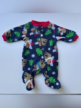 3/$10 FADED GLORY Baby unisex Christmas fleece pyjamas preemie